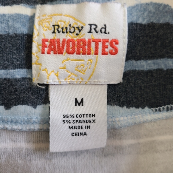 (429) Ruby Rd.  Woman's Casual 3/4 Sleeve Blouse, Size: Medium Color: Blue - Picture 5 of 14